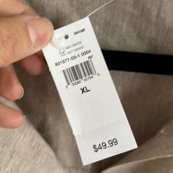 NWT GAP classic beige button-down blouse linen and cotton XL - Picture 2 of 6